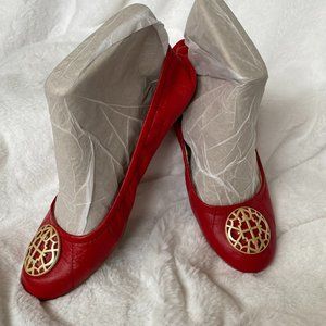 EUC Tahari Varsity Red Ballet Flats